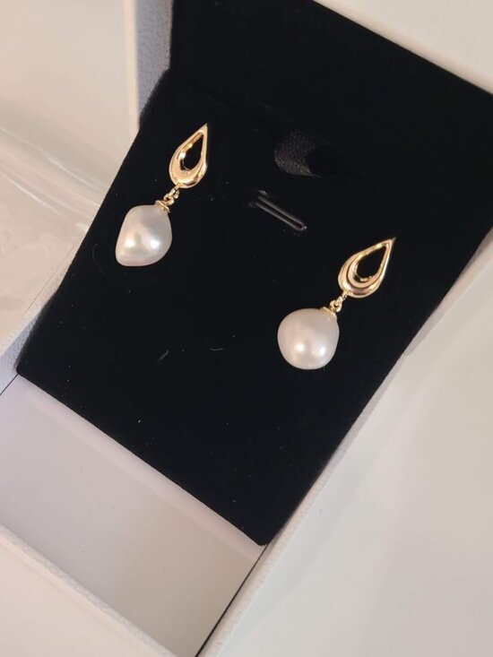 Jewelry - 18K Gold Plated Freshwater Pearl Dangle Earrings for Women Wedding Gift